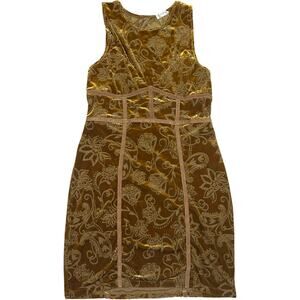 Free People Burnout Floral Golden Velvet Corset Midi Dress